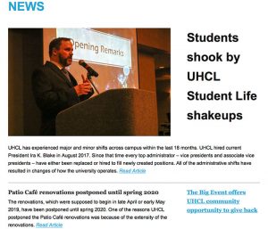 IMAGE: Crop of the email newsletter for Vol. 47, No. 4 - Feb. 25, 2019. To view and/or download the newsletter, visit http://uhclthesignal.com/newsletter/SP2019_Newsletter_PDFs/Issue_4_Feb_25_2019/Issue_4_Feb_25_2019.pdf.
