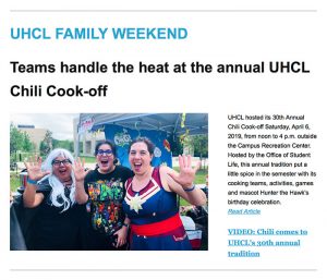 IMAGE: Crop of the email newsletter for Vol. 47, No. 10 - April 15, 2019. To view and/or download the newsletter, visit http://uhclthesignal.com/newsletter/SP2019_Newsletter_PDFs/Issue_10_April_15_2019/Issue_10_April_15_2019.pdf.
