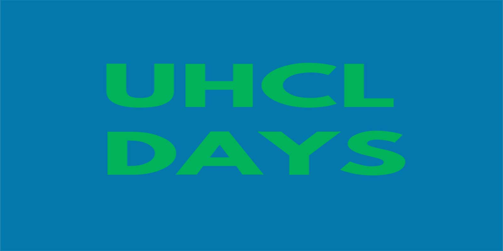 GRAPHIC: Blue background with green text "UHCL Days." Graphic by The Signal reporter Madison Collins.