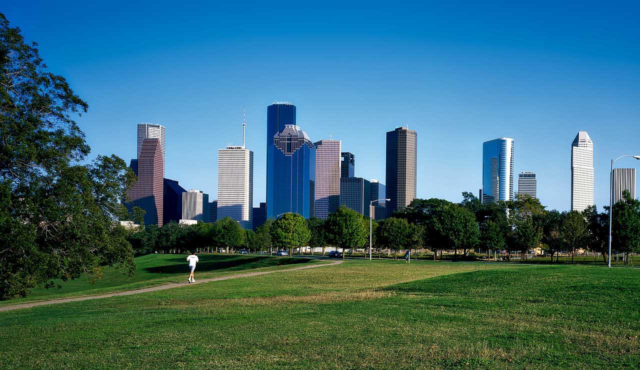 PHOTO: A photograph of the Houston skyline. Photo by David Mark via Pixabay. Image source: https://pixabay.com/photos/houston-texas-city-urban-cityscape-1631453/.