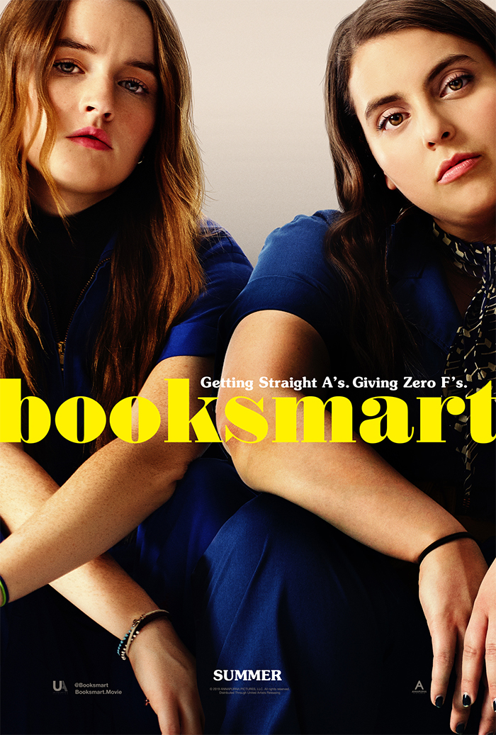 GRAPHIC: The film poster has the text " Getting Straight A's. Giving Zero F's." resting right above the larger text reading "booksmart." The background features both main characters played by Kaitlyn Dever and Beanie Feldstein. Graphic courtesy of United Artists Releasing.