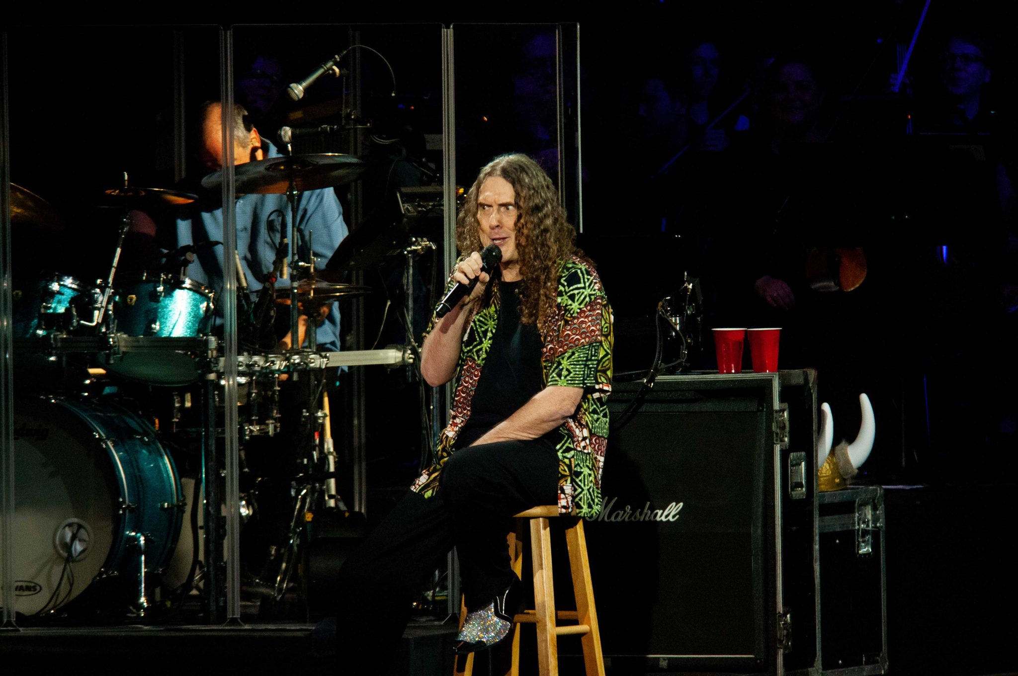 PHOTO: "Weird Al" Yankovic performing on stage at the Cynthia Woods Mitchell Pavilion June 15, 2019. Photo by The Signal Managing Editor Miles Shellshear.