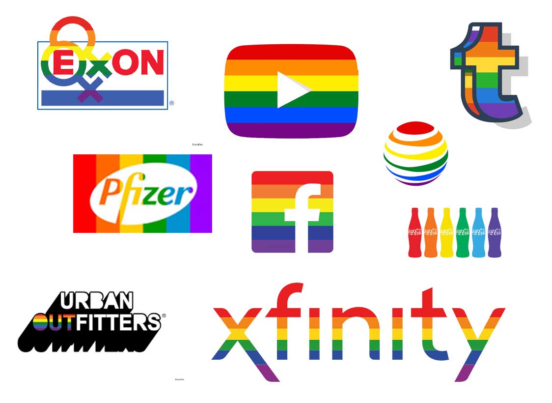 GRAPHIC: Collage showing various rainbow themed logos from companies who have chosen to change to this theme for Pride Month. Graphic courtesy of respective companies.