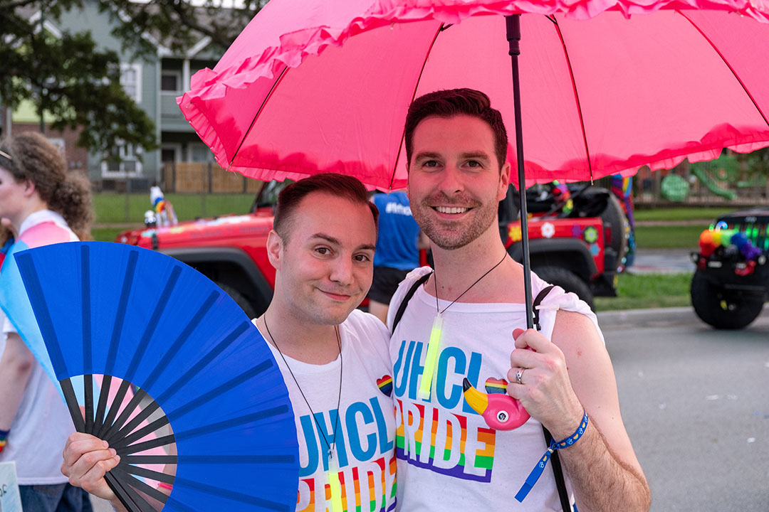 PHOTO: UHCL Director of Student Housing and Residential Life Matthew Perry was one of the Hawks attending the Pride Houston parade with family. Photo by The Signal reporter Kirk McDaniel.