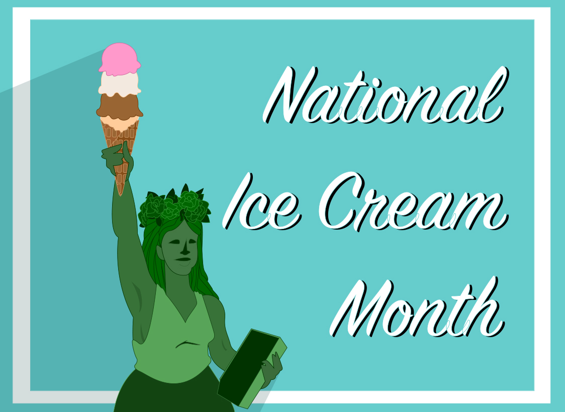 GRAPHIC: A Lady Liberty-esque woman holding a triple scoped ice cream cone instead of the torch. A Graphic by The Signal Online Editor Alyssa Shotwell.