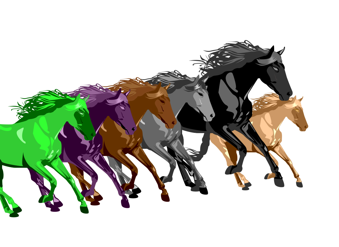 GRAPHIC: Six horses in different colors to represent Lil Nas X and the artist he did a remix with. Inspired by single's album art. Graphic by The Signal Online Editor Alyssa Shotwell.