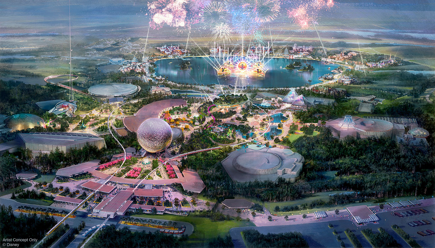 IMAGE: An artist rendition of how the overview of the new Epcot remodel will look. Image courtesy of Disney.