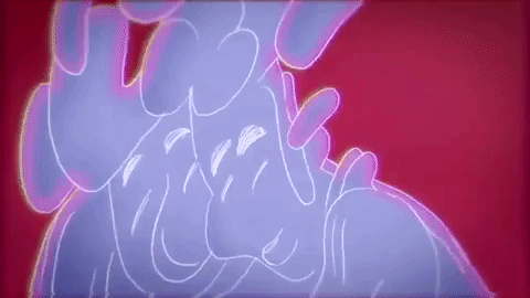 GIF: Two white blood cells in depicted as men embracing each other. Animation by Studio Seufz and Gif by The Signal Online Editor Alyssa Shotwell.