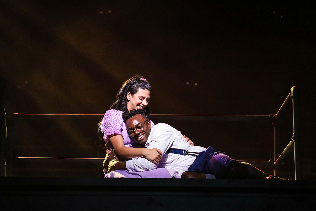 PHOTO: Sophia Introna as “Wendla” and Wonza Johnson as “Melchior” in the Theatre Under The Stars production of Spring Awakening. Photo courtesy of Melissa Taylor.