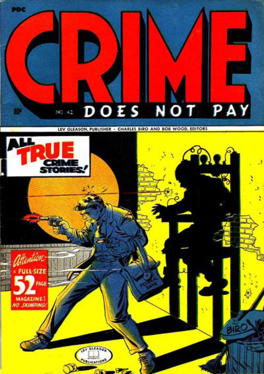 PHOTO: Cover of Crime Does Not Pay #42 (1945) Lev Gleason. Cover art by Charles Biro. Image courtesy of Wikipedia.