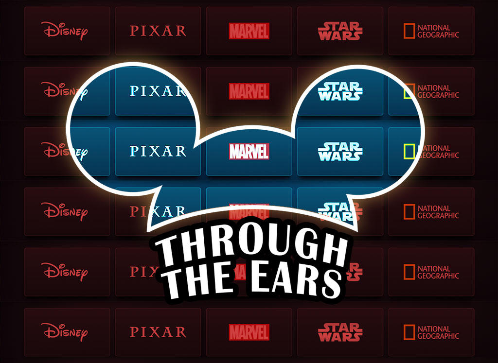 GRAPHIC: The logo of the Through the Ears blog with the backdrop of a collage of Disney+ offerings. Graphic by The Signal Online Editor, Alyssa Shotwell, and The Signal Executive Editor, Emily Wolfe.