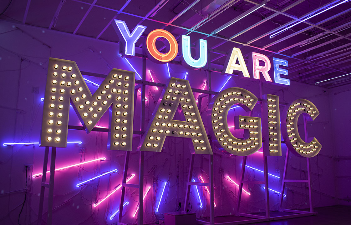 PHOTO: You Are Magic sign lit up. Photo by The Signal reporter Demetria Ledesma.
