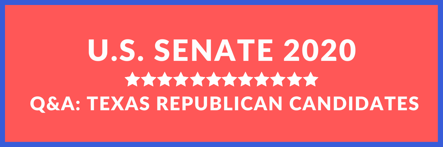 GRAPHIC: Banner with "Election 2020: Q&A: Texas Republican candidates" text. Graphic by The Signal Editor-in-Chief Brandon Ruiz-Peña.