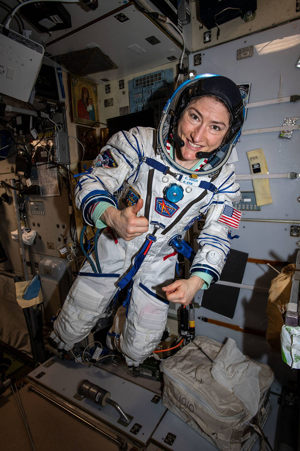 PHOTO: Astronaut Christina Koch wearing a Sokul suit.