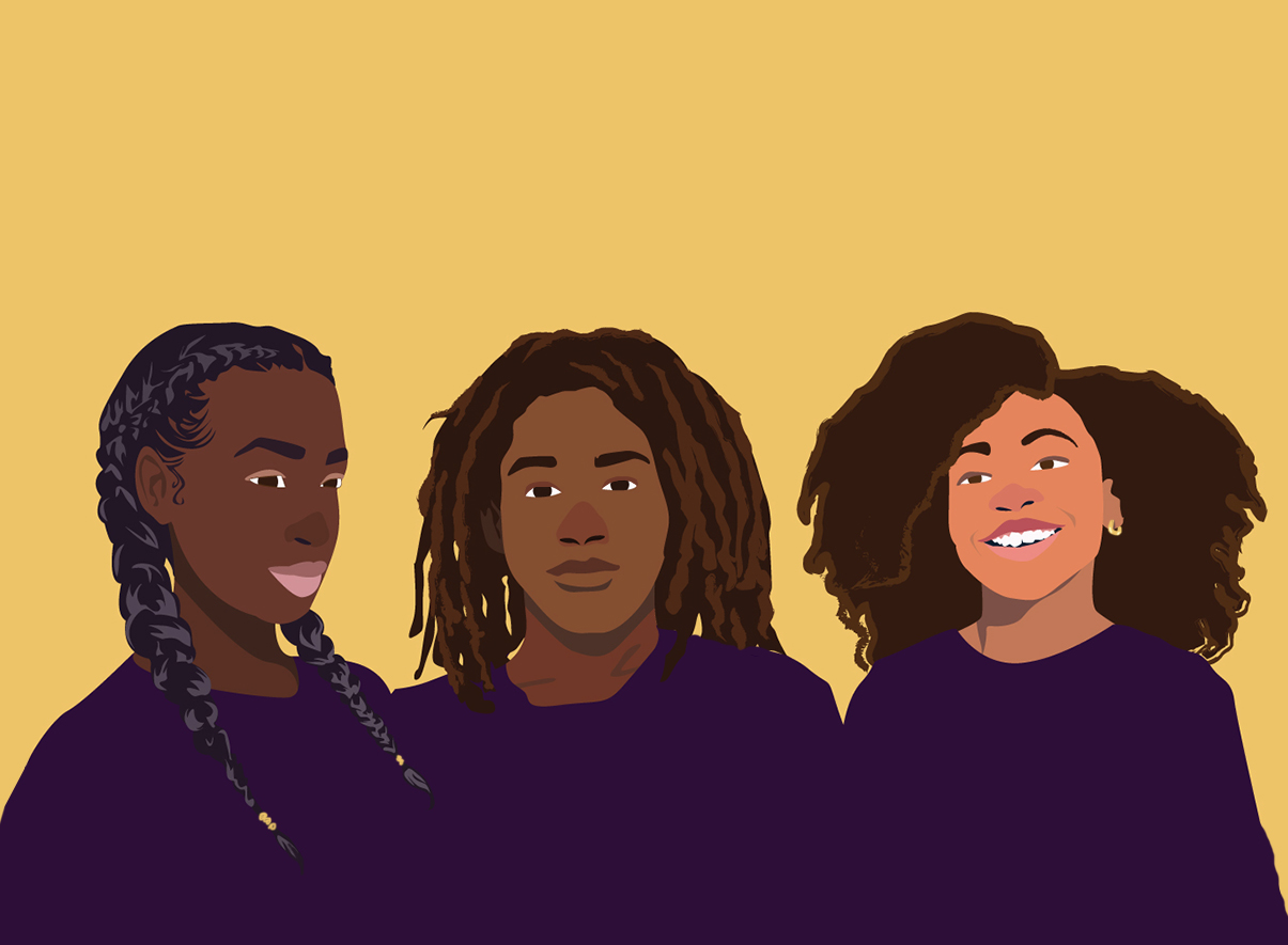 GRAPHIC: Three young black individuals with natural hair. Graphic by The Signal Online Editor Alyssa Shotwell.