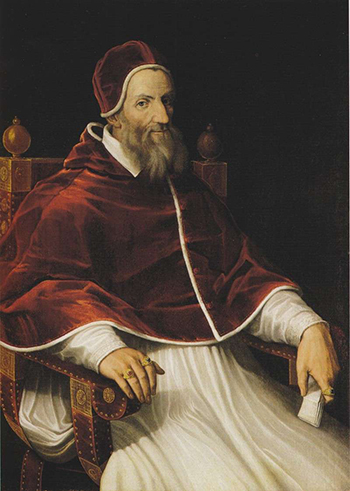 PHOTO: Photo shows a painted portrait of Pope Gregory XIII posing seated.