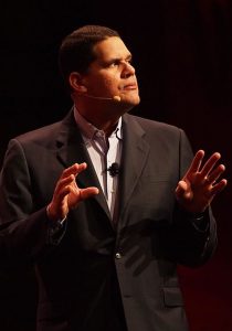 PHOTO: Reggie Fils-Aimé speaking at Game Developers Conference in 2011. Photo courtesy of Jean-Frédéric on Flickr. SOURCE: https://www.flickr.com/photos/46982319@N06/5491909713