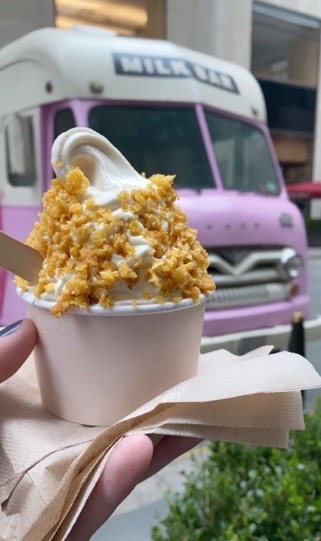 PHOTO: A cup of cereal milk soft serve. Photo by The Signal Executive Editor Emily Nichelle Wolfe