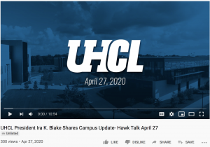 SCREENSHOT: President Blake's Hawk Talk for April 27 is posted as unlisted on YouTube. Screenshot by The Signal Editor-in-Chief Brandon Ruiz-Peña.