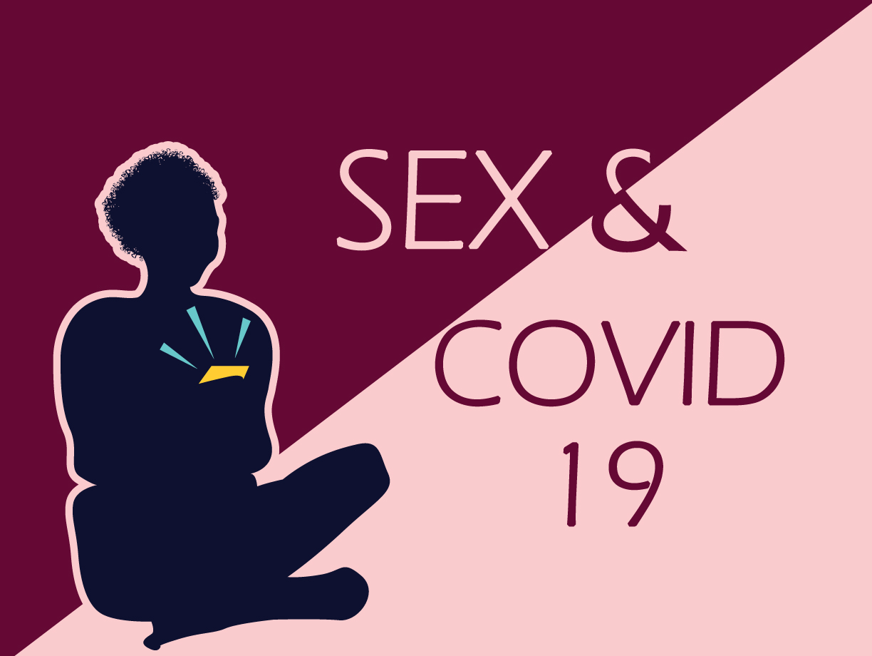 GRAPHIC: Women holding a phone next to the text "Sex & COVID-19." Graphic by The Signal Online Editor, Alyssa Shotwell.