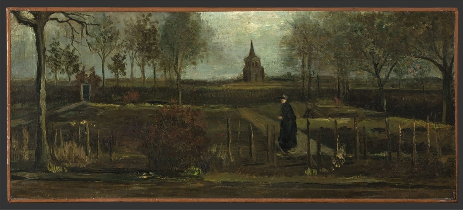 ILLUSTRATION: Dutch painter Vincent Van Gogh's The Parsonage Garden at Nuenen depicting a woman standing in a sparse garden landscape. https://commons.wikimedia.org/wiki/File:Van_Gogh_-_The_Parsonage_Garden_at_Nuenen.jpg#filelinks