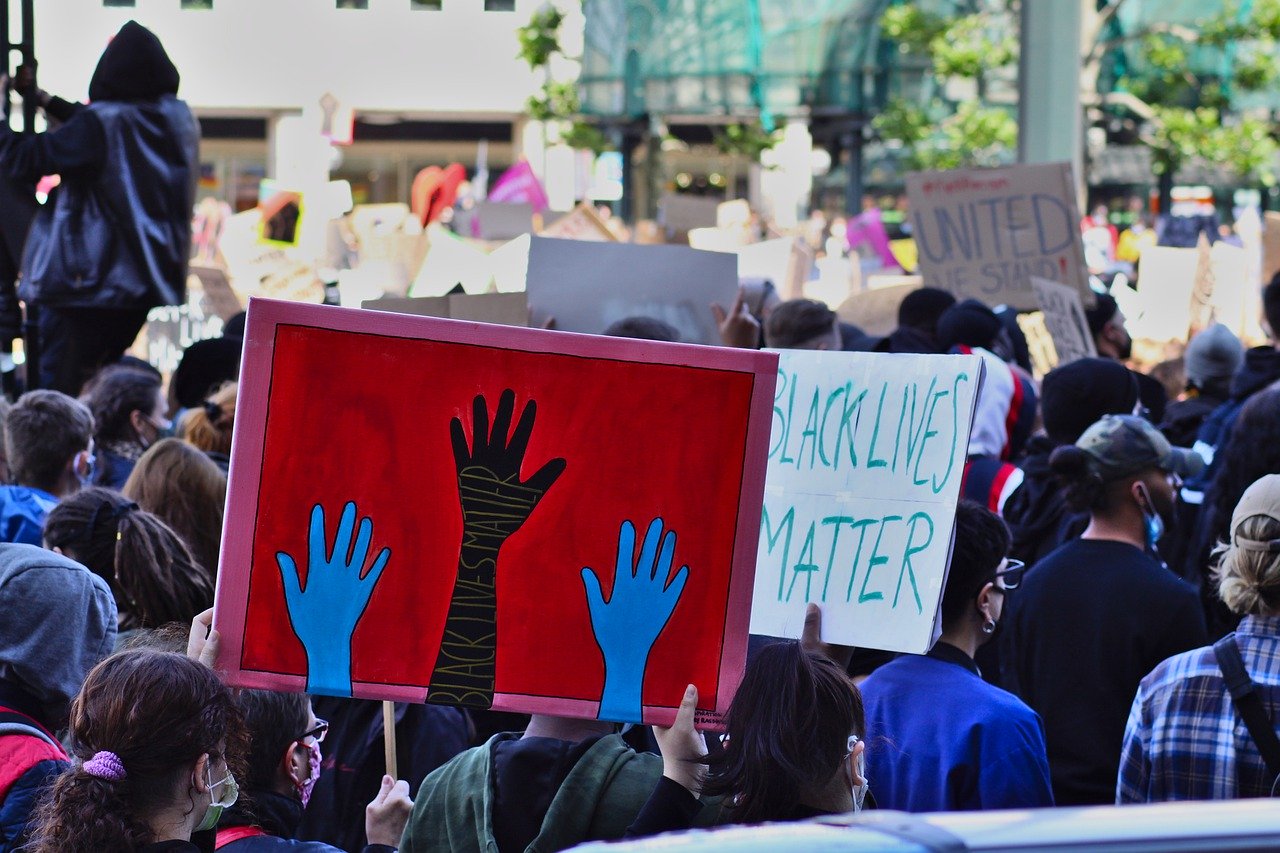 PHOTO: Individuals take to the streets to demonstrate in protest for Black Lives Matter. Photo courtesy of Pixabay. SOURCE: https://pixabay.com/photos/blm-black-lives-matter-protest-5267766/
