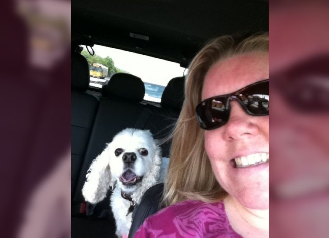 PHOTO: Kanenberg in the car with her dog Bailey. Photo courtesy of Heather Kanenberg.