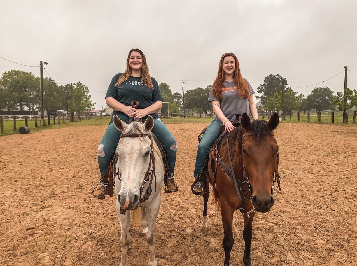PHOTO: Kunzat and her roommate Erin Coneley riding horses. Photo by The Signal Audience Engagement Editor Jessica Kunzat.