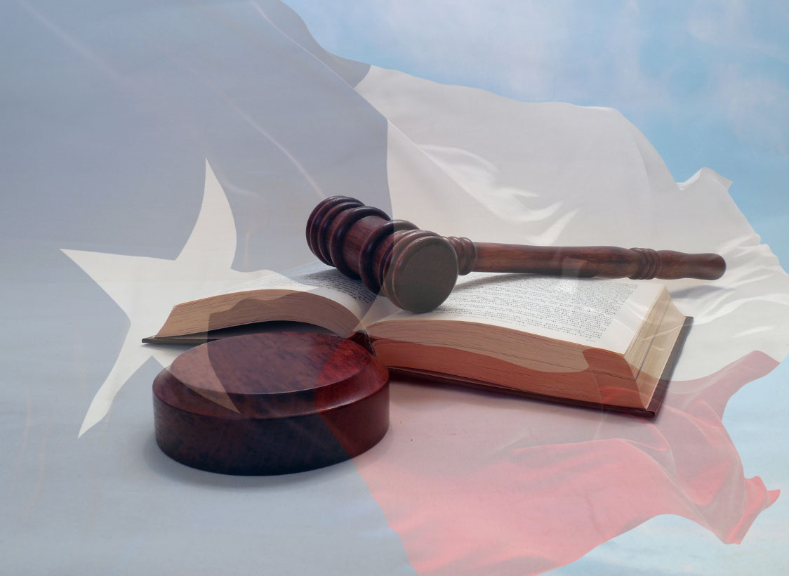 GRAPHIC: Graphic depicts mallet with law book against a faded backdrop of the Texas flag. Graphic by The Signal Managing Editor of Content and Operations Troylon Griffin II, with images provided by Pixabay.