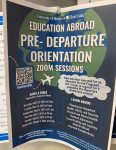 PHOTO: This education abroad information sessions flyer includes both an accommodations statement and an approval stamp from the Office of Student Involvement and Leadership. Photo by The Signal staff.