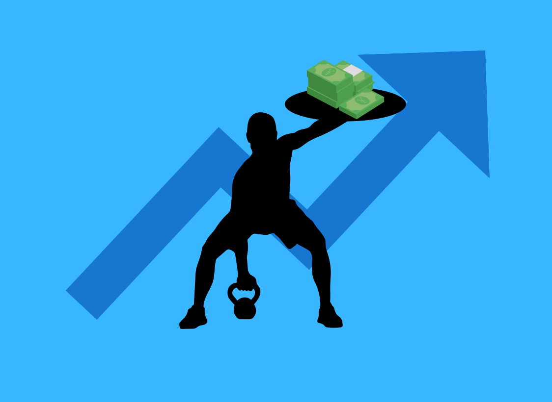 GRAPHIC: Image depicts silhouette of a person squatting and holding a dumbbell, while holding up a plate with money. An arrow going up and down is in the background. Graphic by The Signal Managing Editor of Content & Operations Troylon Griffin II.