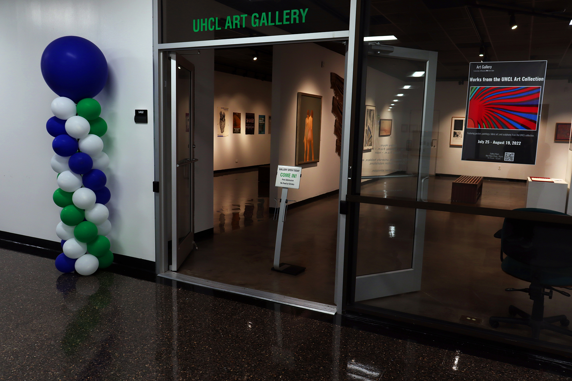 IMAGE: UHCL art gallery entrance July 2022. Image by The Signal reporter Xavier Munoz.