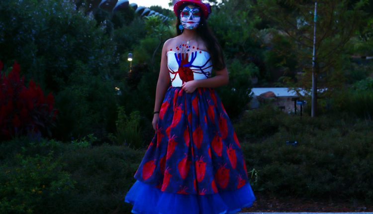 Catrina model with veins  in The Festival in the Garden at the Houston Botanic Garden.