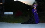 A purple catrina model at The Festival in the Garden at the Houston Botanic Garden. Photo by Signal reporter Xavier Munoz.