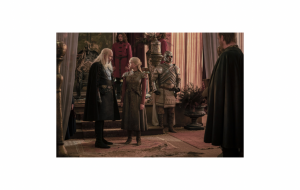 PHOTO: Viserys and Rhaenrya discuss her future during a royal hunt.