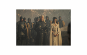 PHOTO: Daemon Targaryen, Mysaria, and the Goldcloaks have a standoff at Dragonstone.