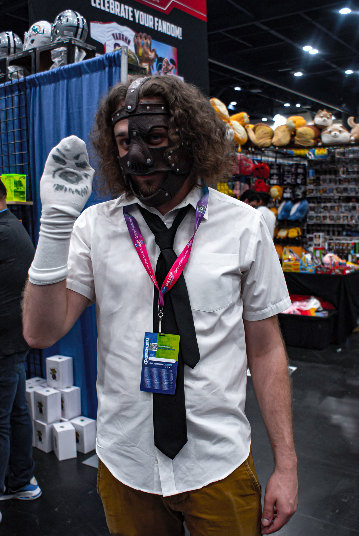 Lucas, a first-time attendee of Comicpalooza, is cosplaying as WWE superstar Mankind and alter ego of Mick Foley. Lucas told me that he got the chance to see Mick Foley as he was one of the celebrity guests at the convention. This cosplay took Lucas exactly one day to make. Photo by reporter Adan Martinez.