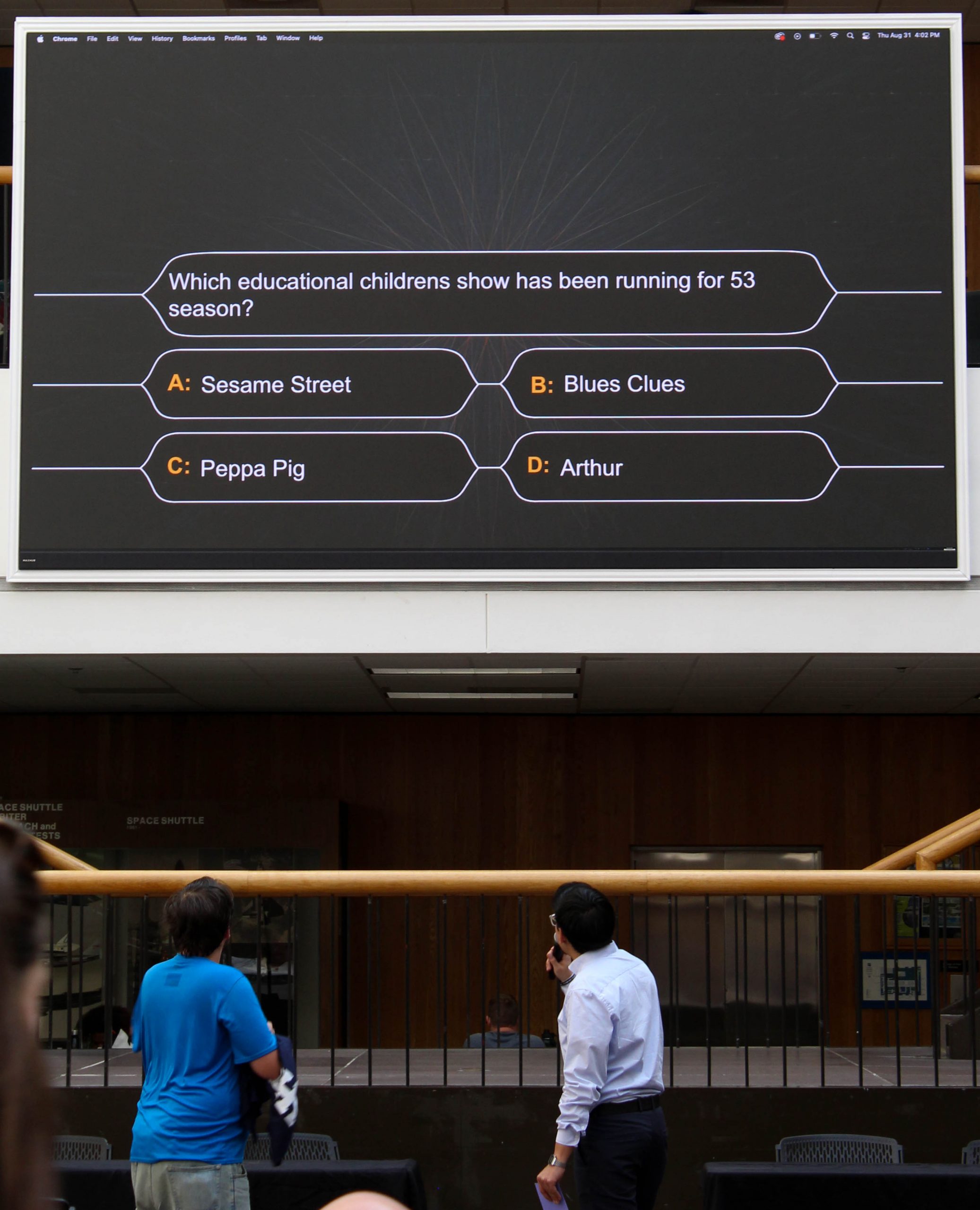 A student playing a round of Who Wants to be a Millionaire.